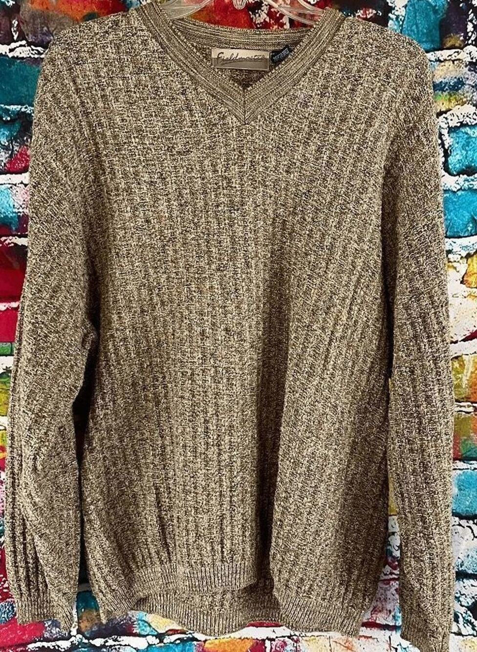 Fieldmaster V-Neck Pullover Cotton Blend Dad Grandpa Sweater Large